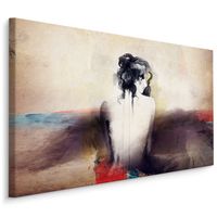 Schilderij - Een abstract portret van een vrouw, premium print - thumbnail