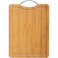 Snijplank met metalen handvat - 30 x 20 cm - bamboe hout - Serveerplank - Broodplank