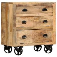 Bijzetkast op wieltjes 70x40x75 cm massief mangohout