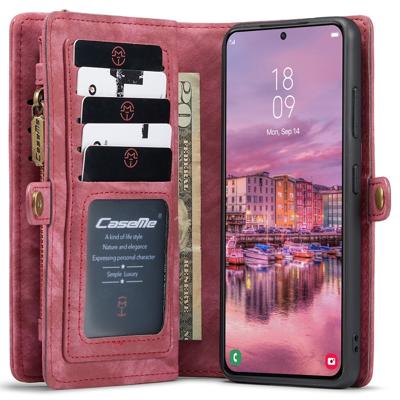 Caseme - Vintage 2 in 1 portemonnee hoes - Samsung Galaxy S22 Plus - Rood Caseme - Vintage 2 in 1 portemonnee hoes - Samsung Galaxy S22 Plus - Rood
