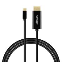 SAVIO CL-191 USB-C naar HDMI-kabel, 30Hz, 2m, plastic