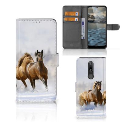 Nokia 2.4 | Telefoonhoesje | Met pasjeshouder | Paarden