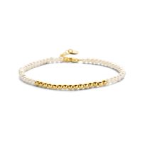 Armband Bolletjes geelgoud-parels wit 3,3 mm 18 cm