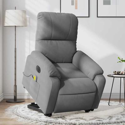 Sta-op-massagestoel elektrisch microvezelstof donkergrijs