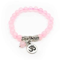 Edelsteen Armband Rozenkwarts Mala met OHM - thumbnail