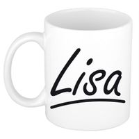 Naam cadeau mok / beker Lisa met sierlijke letters 300 ml