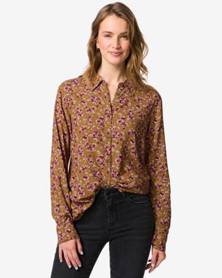HEMA Damesblouse Bobbie bloemen khaki (khaki)