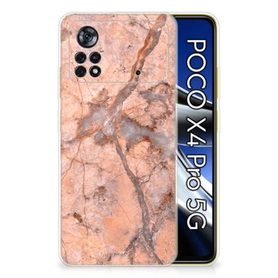 Xiaomi Poco X4 Pro 5G | TPU | Siliconen hoesje | Marmer Oranje