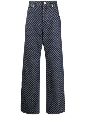 Balmain pantalon ample à motif monogrammé - Bleu