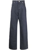 Balmain pantalon ample à motif monogrammé - Bleu - thumbnail