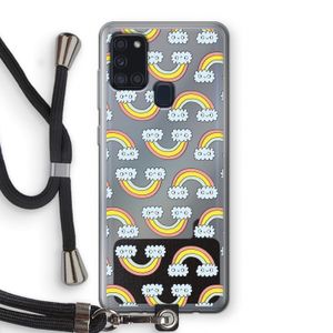 Regenboog: Samsung Galaxy A21s Transparant Hoesje met koord
