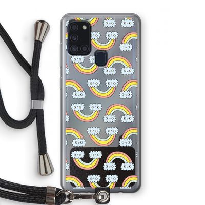 Regenboog: Samsung Galaxy A21s Transparant Hoesje met koord
