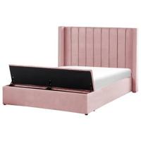 Beliani-NOYERS-Bed met opbergruimte-Roze-140 x 200 cm-Fluweel