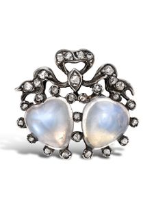 Pragnell Vintage broche Belle Epoque Moonstone en or blanc 18ct et platine - Argent