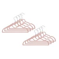 Kledinghangers hartvorm - 8x - roze - fluweel look - 33 x 20,5 cm