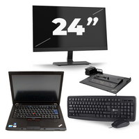 Lenovo ThinkPad T410 - Intel Core i5-1e Generatie - 14 inch - 8GB RAM - 120GB SSD - Windows 10 Home + 1x 24 inch Monitor - thumbnail