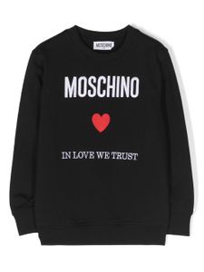 Moschino Kids sweat en coton à slogan brodé - Noir