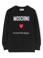 Moschino Kids sweat en coton à slogan brodé - Noir - thumbnail