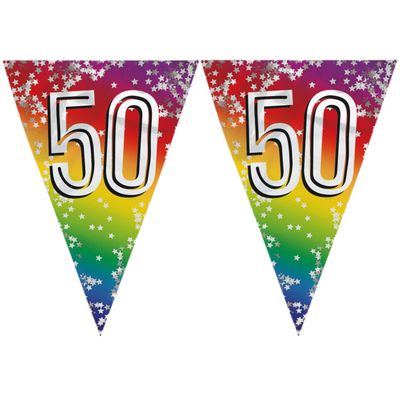 3x stuks vlaggenlijn 50 jaar versiering vlaggetjes slinger 6 meter