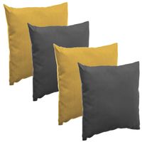 Bank/sier/tuin kussens voor binnen/buiten set 4x stuks mosterd geel/antraciet 40 x 40 cm - Sierkussens