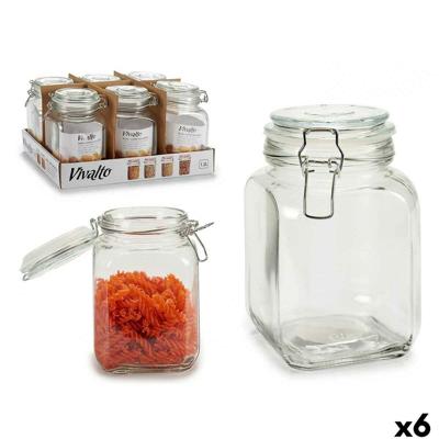 Glazen pot Vivalto CW-41200F/DH6 CW-41200F/DH6 Transparant Zilverkleurig 1,2 L (6 Stuks)
