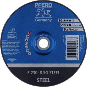 PFERD 62223826 E 230-8 SG STEEL Afbraamschijf gebogen Diameter 230 mm Boordiameter 22.23 mm RVS, Staal 10 stuk(s)