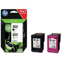 HP inktcartridge 302, 165 - 190 pagina&apos;s, OEM X4D37AE, 1 x zwart en 1 x 3 kleuren