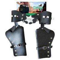 Cowboyholster dubbel zwart wilde westen   -