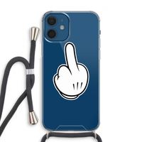 Middle finger white: iPhone 12 Transparant Hoesje met koord