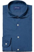 ETON Slim Fit Denim shirt Marine, Effen - thumbnail