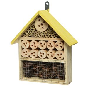 Geel insectenhotel huisje 29 cm