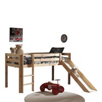 Leen Bakker - Vipack Halfhoogslaper Pino Met Glijbaan - 90x200 Cm - Grenenhout - Bruin - 217.3x114x209.3 Cm
