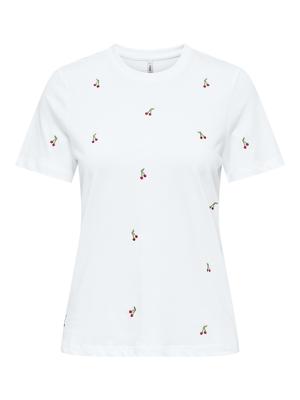 Only Onlketty Life S/s O-neck Top Jrs Noos T-shirts Bright White Cherries