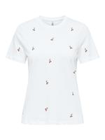 Only Onlketty Life S/s O-neck Top Jrs Noos T-shirts Bright White Cherries