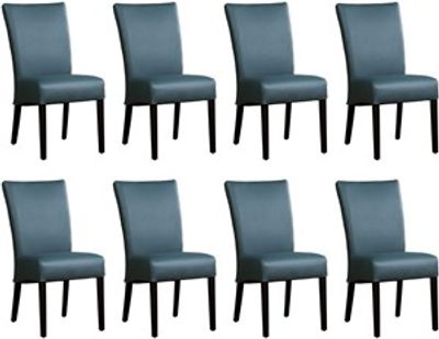 Set van 8 Blauwe leren landelijke eetkamerstoelen Just - Toledo Leer Whale (blauw leer)