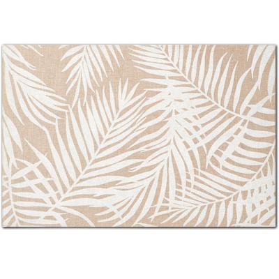 Zeller placemats palm bladeren print - beige/wit - linnen - 45 x 30 cm