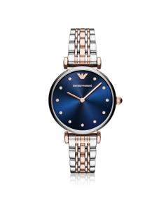 Emporio Armani dameshorloge in tweekleurig roestvrij staal AR11092