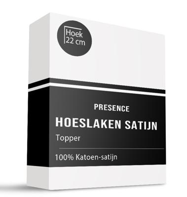 Topper Hoeslaken - Satijn - Wit - 90x200 cm - Wit - Presence - Dekbed-Discounter.nl