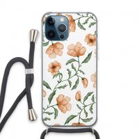 Peachy flowers: iPhone 13 Pro Max Transparant Hoesje met koord