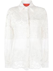 La DoubleJ chemise boutonnée Boy à dentelle brodée - Blanc