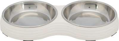TRIXIE VOERBAK KAT DUBBEL MELAMINE / RVS WIT