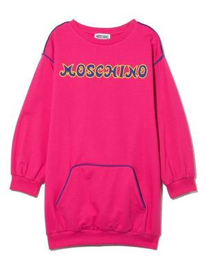 Moschino Kids robe-pull à logo brodé - Rose