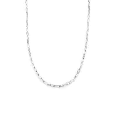 Ketting Paperclip platte buis zilver 2.5 mm, 42 cm