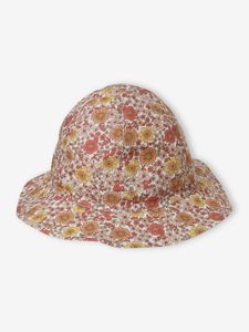 Omkeerbaar vintage hoedje met print voor meisjesbaby perzik