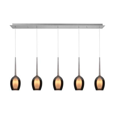 Highlight HanglampBelle nikkel recht 5-lichts smoke glas - H5142.19