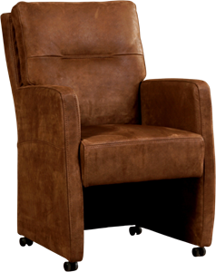 Olijfgroene leren landelijke eetkamerfauteuil Sharp - Kenia Leer Olive (olijfgroen leer)