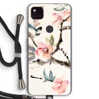 Japanse bloemen: Pixel 4a 5G Transparant Hoesje met koord