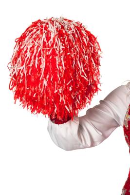 Pompom rood/wit