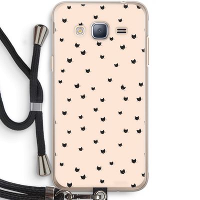 Kleine kattenkopjes: Samsung Galaxy J3 (2016) Transparant Hoesje met koord