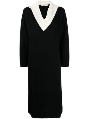 b+ab robe mi-longue à col v - Noir